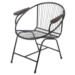 Truckee Metal Wire Chair, Black with Arms