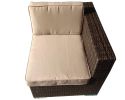 6-Piece Alu Patio Outdoor Mixed Brown Rattan Furniture Garden Sofa Sectional Couch Set,Beige Cushion
