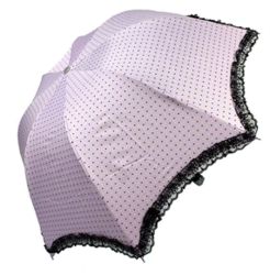 Purple Dots Lace Automatic Compact Umbrella Patio Umbrella