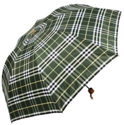 Green Checks Automatic Compact Umbrella Patio Umbrella
