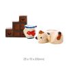 Lazy Cat in Fireplace Mini Figurines for Pot Plant, Plant Decor