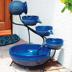Blueberry Ceramic Solar Cascade with Blue Rustic Finish