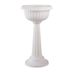 Bloem 18in Grecian Pedestal Urn White, 4 pack