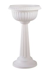 Bloem 18in Grecian Pedestal Urn White