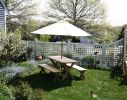 Red Cedar 27"" Wide 4' Backyard Bash Cross Legged Picnic Table w/ Detached Benches