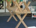 Red Cedar 27"" Wide 4' Backyard Bash Cross Legged Picnic Table w/ Detached Benches