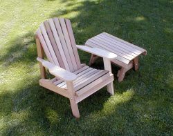Cedar American Forest Adirondack Chair & Table Set