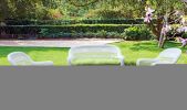 Fine Mod Imports Portside White 4pc Outdoor Set Green Cushion