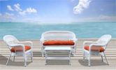 Fine Mod Imports Portside White 4pc Outdoor Set Orange Cushion