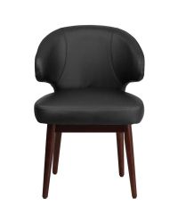 Flash Furniture Comfort Back Series Black Leather Reception-Lounge-Office Chair with Walnut Legs