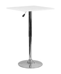 Flash Furniture 23.75'' Square Adjustable Height White Wood Table Adjustable Range 33'' - 40.5'' CH-1-GG