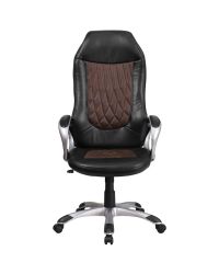 Flash Furniture High Back Brown Fabric and Black Vinyl Executive Swivel Office Modern Chair