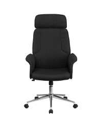 Flash Furniture High Back Black Fabric Executive Swivel Office Modern Chair with Chrome Base