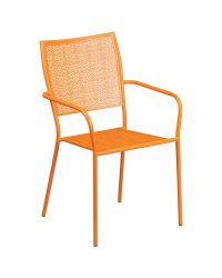 Flash Furniture Orange Indoor-Outdoor Steel Patio Arm Chair with Square Back