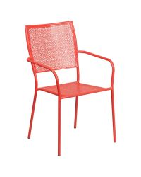 Flash Furniture Coral Indoor-Outdoor Steel Patio Arm Chair with Square Back