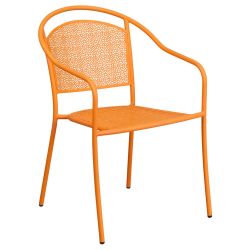 Flash Furniture Orange Indoor-Outdoor Steel Patio Arm Chair with Round Back