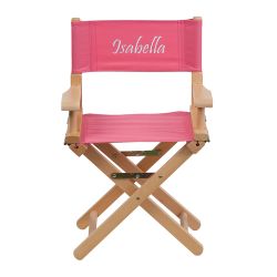 Flash Furniture Embroidered Kid Size Directors Chair in Pink
