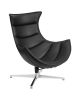 Flash Furniture Home Indoor Black Leather Swivel Cocoon Chair