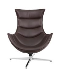 Flash Furniture Home Indoor Brown Leather Swivel Cocoon Chair