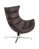 Flash Furniture Home Indoor Brown Leather Swivel Cocoon Chair
