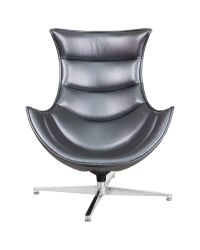 Flash Furniture Home Indoor Gray Leather Swivel Cocoon Chair