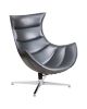 Flash Furniture Home Indoor Gray Leather Swivel Cocoon Chair