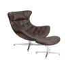 Flash Furniture Home Indoor Brown Leather Cocoon Chair with Ottoman