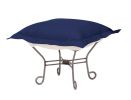 Howard Elliott Seascape Turquoise Scroll Puff Ottoman - Titanium Frame
