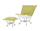 Howard Elliott Seascape Moss Scroll Puff Ottoman - Titanium Frame
