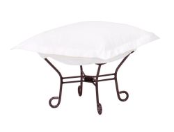Howard Elliott Seascape Natural Scroll Puff Ottoman - Mahogany Frame