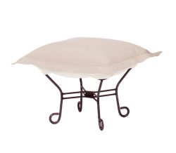 Howard Elliott Seascape Sand Scroll Puff Ottoman - Mahogany Frame