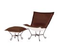 Howard Elliott Seascape Chocolate Scroll Puff Ottoman - Mahogany Frame