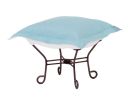 Howard Elliott Seascape Breeze Scroll Puff Ottoman - Mahogany Frame