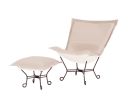 Howard Elliott Seascape Sand Scroll Puff Chair - Mahogany Frame