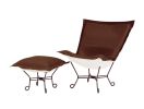 Howard Elliott Seascape Chocolate Scroll Puff Chair - Mahogany Frame