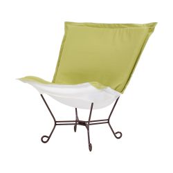 Howard Elliott Seascape Moss Scroll Puff Chair - Mahogany Frame