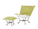 Howard Elliott Seascape Moss Scroll Puff Chair - Mahogany Frame