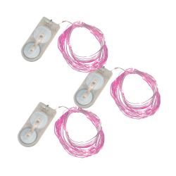 Battery Operated Mini String Lights- Pink- 3 Count