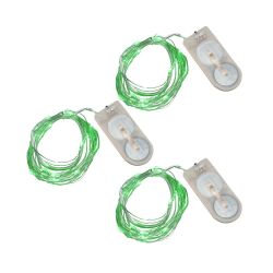 Battery Operated Mini String Lights- Green- 3 Count