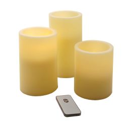 Remote Control LED Wax Candles- Round- 3ct