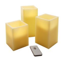 Remote Control LED Wax Candles- Square- 3ct