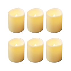 Flickering Mini Pillar Lights - Amber 6ct