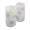 Flickering LED Candles - Silver Snowflake- 2ct
