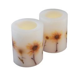 Flickering LED Candles - Dried Flowers- 2ct