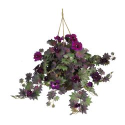 Nearly Natural Morning Glory Hanging Basket Silk Plant Purple