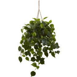 Nearly Natural Home Garden Decorative Philodendron Hanging Basket UV Resistant (Indoor/Outdoor)