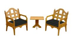 Palladian Lounge Set With 2 Lounge Chairs And 1 Medium Side Table And 2 Black Sunbrella Cushions