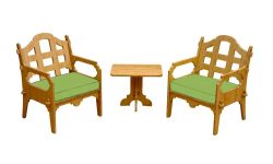 Palladian Lounge Set With 2 Lounge Chairs And 1 Medium Side Table And 2 Ginko Green Sunbrella Cushions