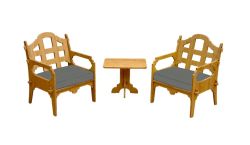 Palladian Lounge Set With 2 Lounge Chairs And 1 Medium Side Table And 2 Charcoal Sunbrella Cushions