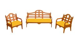 Palladian Lounge Set With 1 Sofa, 2 Lounge Chairs And 3 Yellow Sunbrella Cushions